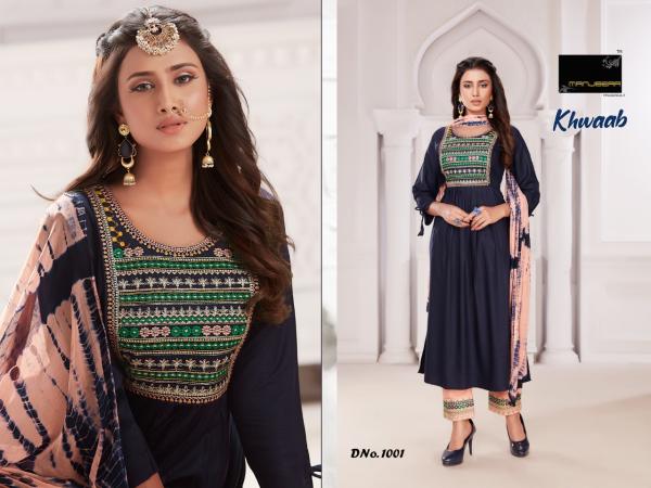 Manjeera Khwaab Rayon Fancy Embroidery Readymade Salwar